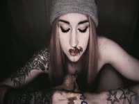 Poop Fetish Sex Tube - Tattooed goth chick eats dick full of shit on cam